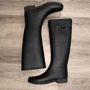 Hunter Women's Classic Flat  Black Tall Rain Boots